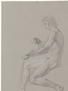 Desnudo masculino sentado, mirando a la izquierda de Jean Grandjean