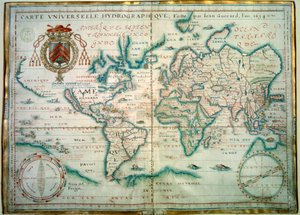 Mapa hidrográfico universal. Manuscrito de Jean Guerard, geógrafo francés. 1734. parís, B.N. de Jean Guerard