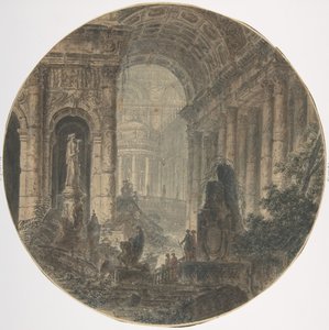 Fantasía arquitectónica, siglo XVIII de Jean Henri Alexandre Pernet.
