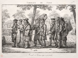 Escenas de París: Hombres ciegos de Quinze Vingts, caminando de Jean Henri Marlet