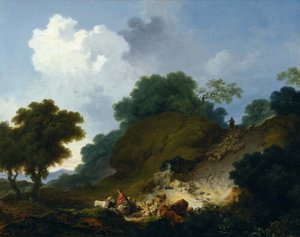 Rebaño de ovejas bajando la colina de Jean Honore Fragonard