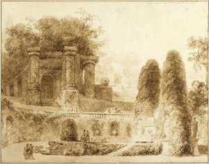 Parque romano con fuente, 1774 de Jean Honore Fragonard
