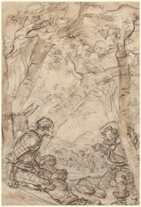 Don Quijote y Sancho Panza presencian el ataque a Rocinante de Jean Honore Fragonard