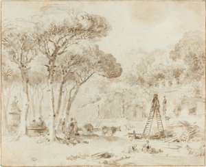 Jardines de una villa italiana (¿Villa Medici?)