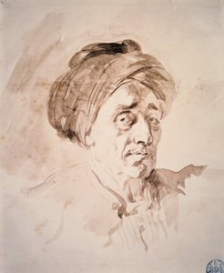 Cabeza con turbante. Dibujo en lavado de Jean Honore Fragonard (1732-1806). Siglo XVIII. Besançon, Museo de Bellas Artes de Jean Honore Fragonard