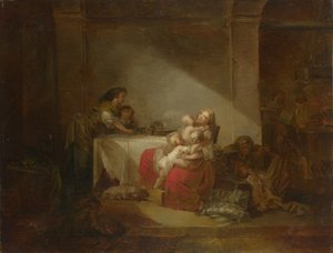 Escena interior. La Madre Feliz, Segunda Mitad del siglo XVIII de Jean Honore Fragonard