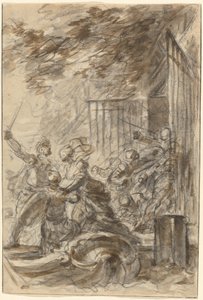 Isabella abandona su hogar para seguir a Odorico y sus hombres de Jean Honore Fragonard