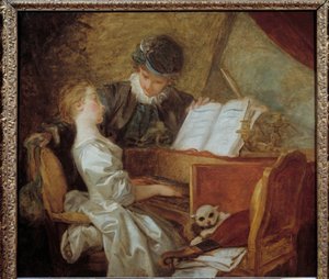 La lección de música. Pintura de Jean-Honore Fragonard (1732-1806) de Jean Honore Fragonard