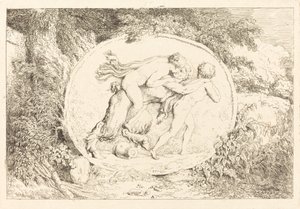 Ninfa a horcajadas sobre un sátiro de Jean Honore Fragonard