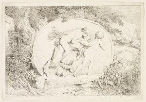 Ninfa a lomos de un sátiro, de Bacchanales, o juegos de los sátiros de Jean Honore Fragonard