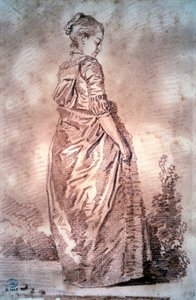 Joven mujer caminando de Jean Honore Fragonard