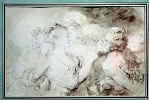 Jóvenes luchando con un sátiro de Jean Honore Fragonard