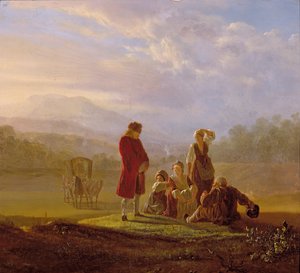 Voltaire conversando con los campesinos en Ferney