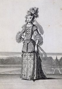 Trajes de ballet femenino, grabado por Jean Berain el Viejo (1637-1711), Francia