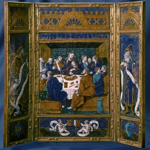 La Última Cena, Tríptico, Esmalte de Limoge, c.1545 (esmalte cloisonné) de Jean I Pénicaud