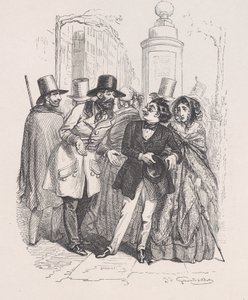 Uno podría culparte por tres años si dejaste caer su sombrero. de la Pequeña M..., 1843 de Jean Ignace Isidore Gérard