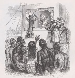 El negro y los títeres de Las obras completas de Béranger, 1836 de Jean Ignace Isidore Gérard