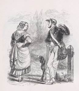 El cazador y la lechera de Las obras completas de Béranger, 1836 de Jean Ignace Isidore Gérard