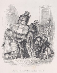 Estaremos en tu puerta al mediodía sin falta, de las Pequeñas Miserias de la Vida Humana, 1843 de Jean Ignace Isidore Gérard