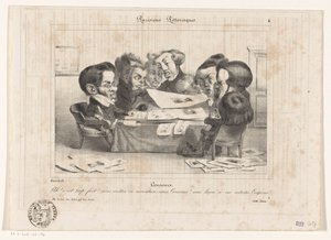 Caricatura de los censores franceses
Censeurs (título en el objeto)
Parisiens Pittoresques (título de la serie en el objeto) de Jean Ignace Isidore Gérard Grandville