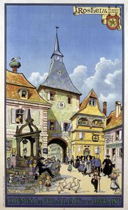 Regreso de la peregrinación del Monte Sainte Odile a Rosheim - Cartel de los ferrocarriles de Alsacia y Lorena, por Hansi