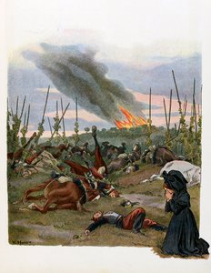 La historia de Alsacia cuenta a los niños ; Batalla de Reichshoffen (o batalla de Froeschwiller Woerth) 1870; de Jean Jacques (1873 1951) Waltz