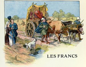La historia de Alsacia cuenta a los niños del tío Hansi por Jean Jacques Waltz dit Hansi (1873-1951), colección privada: Los francos, rey perezoso; ¡Atención! El uso de esta obra puede estar sujeto a una solicitud de autorización de terceros o a tasas adic de Jean Jacques (1873 1951) Waltz