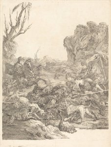 Una Caza de Osos de Jean Jacques Flipart after Carle Van Loo