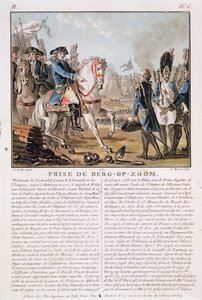 La Toma de Berg-op-Zoom, Países Bajos, 1747, grabado por Jean Baptiste Morret, 1787 de Jean Jacques Francois Le Barbier