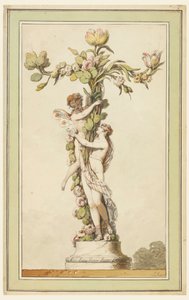 Dibujo, Candelero de porcelana, 1770-80 de Jean Jacques Francois Le Barbier