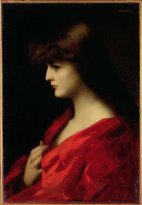 Estudio de una mujer en rojo, principios de 1890 de Jean Jacques Henner