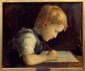 El pequeño escritor Paul Henner (1860-1867) sobrino del artista de Jean Jacques Henner