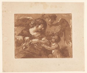 Madre con su hijo y un ángel de la guarda de Jean Jacques II Lagrenee