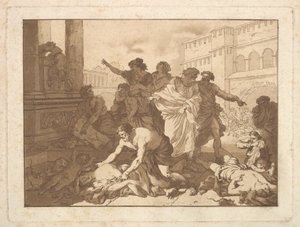 La peste entre los filisteos, en un álbum que contiene R..., 1782-1821 de Jean Jacques Lagrenee
