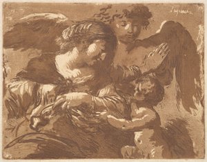 El ángel guardián, en un álbum que contiene Recueil de Compositions, 1782-1821 de Jean Jacques Lagrenee