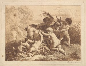 Los jóvenes cosechadores y la cabra, en un álbum cont..., 1782