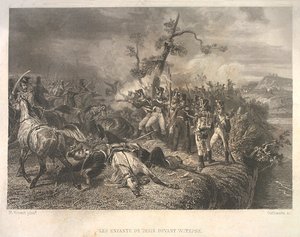 Batalla entre tropas rusas y caballería francesa cerca de Ostrovno 25-26 de julio de 1812 de Jean Jacques Outhwaite