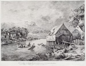 Un molino en la orilla del río, 1774