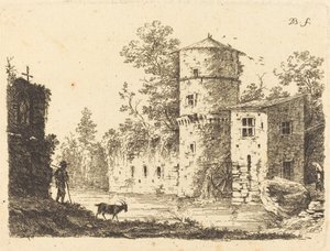 Torre antigua con un molino de agua de Jean Jacques de Boissieu
