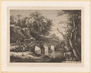 Paisaje con figuras en un puente de piedra de Jean Jacques de Boissieu