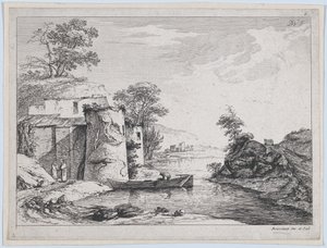 Viejas torres en la orilla de un río