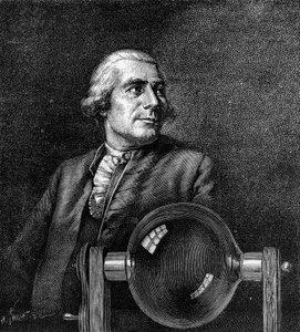 Retrato de Joseph de Montgolfier (1740-1810), industrial francés, inventor del globo aerostático. (Del retrato de Boissieu, en el Museo de Lyon). Grabado en "La Nature: revue des sciences et de leurs aplicaciones aux arts et a l