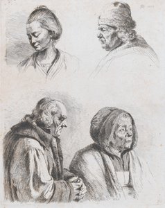 Estudio de cuatro cabezas, 1770 de Jean Jacques de Boissieu