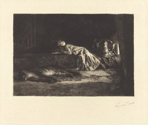 Interior oriental con tigre durmiendo