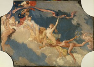 Boceto de la sala de banquetes del Hôtel de Ville de París: La ciudad de París invita al mundo a sus fiestas de Jean Joseph Benjamin Constant