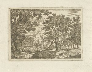 paisaje con edificio de piedra de Jean Joseph Hanson