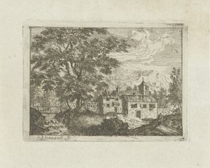 Casa fortificada por una cascada de Jean Joseph Hanson
