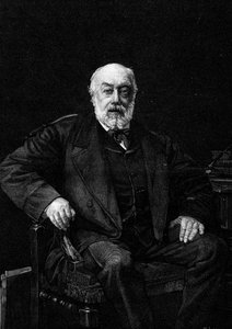 Retrato de Gustave Nadaud (1820-1893), cantante francés. Grabado del cuadro de Jean Joseph Weerts. En 