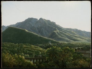 Vista del puente y de la ciudad de Cava, Reino de Nápoles de Jean Joseph Xavier Bidauld