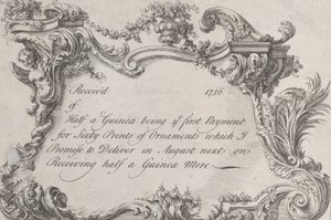 Tarjeta comercial para Frazer, impresor del ejército, papelería y encuadernador, 1736 de Jean La Rocque
